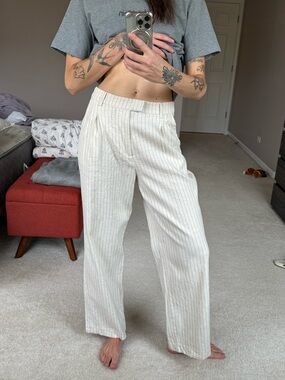 Rails Cream Pinstripe Wide-Leg Pants